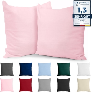 Dreamzie Kissenbezug 65x65 Baumwolle Renforcé (2er-Set) - Rosa - Dicht gewebt mit 57 Fäden/cm² - Kissenbezüge 65x65 cm - Oeko Tex Zertifiziert