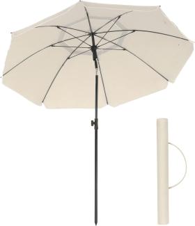 Songmics Sonnenschirm 200 cm, Sonnenschutz, UPF 50+, Strandschirm, beidseitig um 30° knickbar, höhenverstellbar, mit Tragetasche, für Balkon, Garten, Terrasse, Strand, ohne Ständer, beige GPU65WTV1