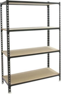 Simon Rack Metallregale, 1500 x 800 x 400 mm, 4 Holzböden, 150 kg Biegepunkt, Lagerregale, Anthrazit/Holz - Holz