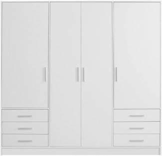 Forte 'Jupiter' Kleiderschrank, weiß matt, 4-türig, 207 x 200 cm