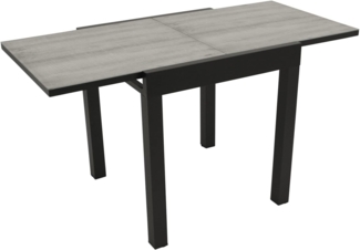 DEGAMO Gartentisch FARO 70x70cm, ausziehbar auf 140cm, Alu anthrazit, Glas Keramikoptik hellgrau