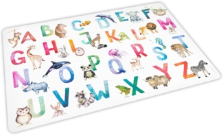 nikima Platzset stabiles Vinyl Tischset - Tier ABC aquarell Kinder Platzset abwaschbar, (1-St)