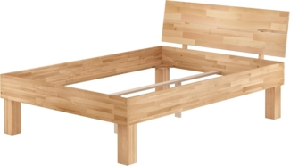 Doppelbett für XXL-Gewicht Buche 140x200 hohes Massivholz Seniorenbett Zubehör wählbar V-60.81-14ohne Zubehör