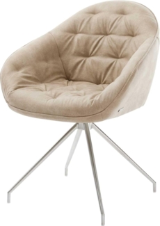 Esszimmerstuhl Gaio-Flex Mikrofaser Beige Vintage Kreuzgestell konisch Edelstahl