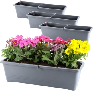 GarPet Blumenkasten 4x Blumen Kasten Wasserspeicher Outdoor Gießschacht 50 cm Anthrazit