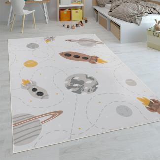 Paco Home Kinderteppich Teppich Kinderzimmer Spielteppich Junge Mädchen Modern rutschfest, Grösse:120x160 cm, Farbe:Creme 2