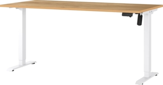 Germania Schreibtisch 8024-242, in Navarra-Eiche-Nb./Weiß, elektr. höhenverstellbar, 160 x 119 x 80 cm (BxHxT)