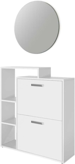 Schuhkipper Orlando Weiß 2 Teile, mit Spiegel Vicco