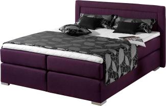 Maintal Boxspringbett Mambo, 180 x 200 cm, Strukturstoff, Bonellfederkern Matratze H3, beere