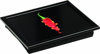 Premier Housewares Knietablett Flaming Chilli 44x31 cm, Baumwolle, MDF, schwarz, 34 x 44 x 6