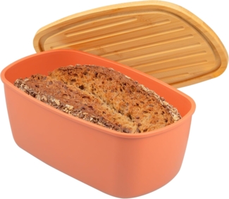 bremermann Brotkorb Brotkasten mit Bambus-Deckel, Brotbox, Schneidebrett, Brottopf, rot