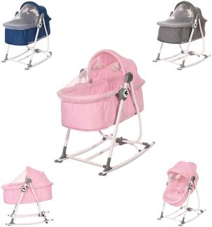 Lorelli Babywiege manuell Alicante 2 in 1 Babywippe Moskitonetz Sonnendach Gurt rosa