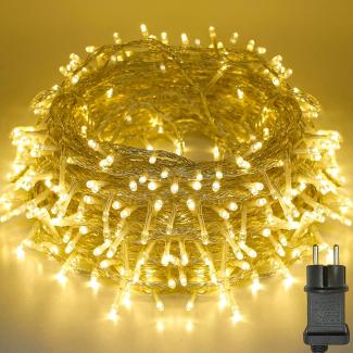 Lichterkette Außen Innen LED Lichterkette 30m 300LEDs mit Timer, 8 Modi, Speicherfunktion, IP44 Wasserdicht, Lichterkette Außen Strom für Weihnachtsdeko Party Hochzeit halloween, Warmweiß