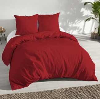 Malika Wendebettwäsche 2 x 135 x 200 + 2 x 80 x 80 cm atmungsaktiver Bettbezug, einfarbig, Mikrofaser, 4 teilig, Für Allergiker geeignet, pflegeleicht, angenehm weicher Stoff