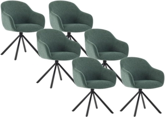 Vente-unique - 6‑er Set Stühle mit Armlehnen - Textilstoff & Metall - Grün - CILIENO