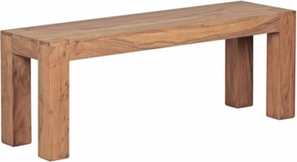 Esszimmer Sitzbank Massiv-Holz Akazie 120 x 45 x 35 cm Design Holz-Bank Natur-Produkt Küchenbank Landhaus-Stil dunkel-braun Bank 3-Sitzer für innen ohne Rücken-Lehne Echt-Holz unbehandelt