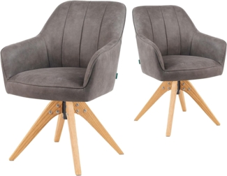 DUBI Möbel Polsterstuhl Mika-Noah 2er-Set, Federkern, Eiche geölt, 360° drehbar im 2er-Set