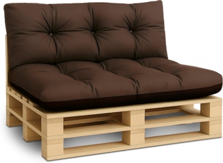 Amazinggirl Palettenkissen Outdoor Kissen Set: Rückenkissen 40x120 cm und Sitzkissen 80x120 cm - Auflagen für Paletten Europaletten Palettensofa und Palettenmöbel Palettenpolster Braun