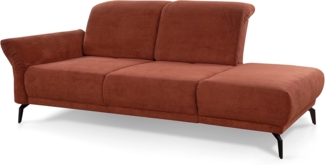 CAVADORE Recamiere Cooper / Luftige Chaiselongue mit Armteilverstellung, Kopfteilverstellung und Sitztiefenverstellung / 211 x 88 x 123 / Cord, Kupfer