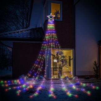 HOSPAOP LED Lichterkette Außen Bunt 320 LED Weihnachtsbeleuchtung Aussen Strom lichterketten mit 8 Leuchtmodi, Wasserdicht für Party, Garten, Baum, Weihnachten Deko