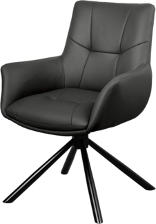 riess-ambiente Drehstuhl SIGNATURE schwarz - Echtleder, Metall, 360° drehbar, Federkern (Einzelartikel, 1 St), Armlehnen-Polsterstuhl - ideal für Wohn-, Arbeits-, Esszimmer & Büro