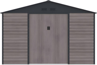 Vente-unique - Gartenhaus Gerätehaus - 10,98 m² - Stahl - Holz-Optik - Grau - ADELMO