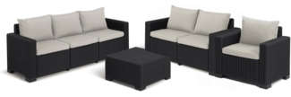Allibert California Gartenmöbel Set 4-teilig | Wetterfeste Rattanoptik Gartenlounge für Outdoor