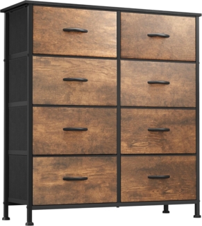 YITAHOME Kommode,Kommode mit 8 Schubladen,Schrank,Stoffschubladen mit Griffen,Metallgestell,Dauerhaft,Rustikal Braun