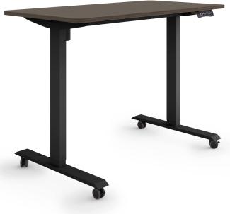 ESMART Germany ETX-121BE 120x60cm Ebenholz Dekor Ergonomischer Steh-Sitz-Schreibtisch auf Rollen Stufenlos elektrisch höhenverstellbar 78,5-128,5cm 3X Memory Aktivitätserinnerung Soft-Start/Stopp