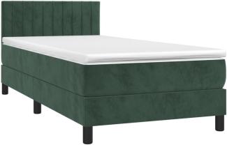 vidaXL Boxspringbett mit Matratze Dunkelgrün 90x200 cm Samt 3141404