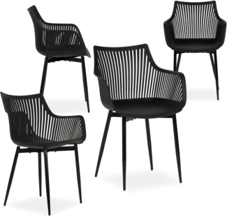 IDIMEX Gartenstuhl VIOLETTA (4 St), Moderne Outdoor Schalenstühle 4er Set aus Alu & Kunststoff schwarz