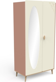 habeig Kinderkleiderschrank Kleiderschrank mit Spiegel, 187 x 95 x 52 cm Kinderzimmer Inklusive Ganzkörperspiegel
