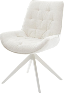 Drehstuhl Taimi-Flex Bouclé Soft Beige Kreuzgestell breit Weiß 360° drehbar Wippfunktion