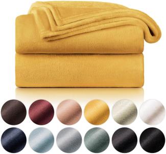 Blumtal Kuscheldecke aus Fleece - hochwertige Decke, Oeko-TEX® Zertifiziert in 270 x 230 cm, Kuscheldecke flauschig als Sofadecke, Tagesdecke oder Winterdecke, Spicy Mustard - gelb