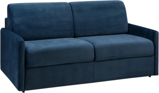 Vente-unique - Schlafsofa 3-Sitzer - Liegefläche: 140 cm - Matratzenhöhe: 14 cm - Samt - Dunkelblau - CALIFE