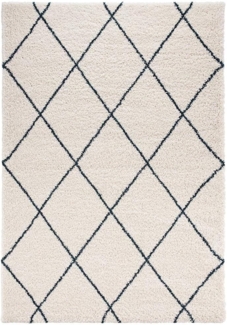 Hochflor Teppich Feel Creme Petrolgrün - 80x150x3,5cm