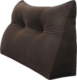 VERCART Großes Keil Lesekissen, Langes Bettruhe Rückenkissen, Dekoratives Kopfteilkissen, Dreieckiges Positionierungs Körperkissen für Tagesbett oder Couch, Samt Braun, 80cm