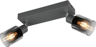 Reality Leuchten Deckenstrahler CADIZ, Spot 2-flammig, exkl 2xE14 max 10W, Glas anthrazit, verspiegelt, Leuchtmittel wechselbar, warmweiß - kaltweiß, verstellbarer Deckenspot E14 Fassung, mit Glasschirm smoke Farbverlauf