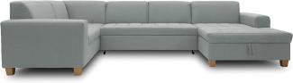 DOMO Collection Sugar Wohnlandschaft, Sofa, Couch, Polstergarnitur, Moderne U-Form, Mint, 162 x 333 x 199 cm