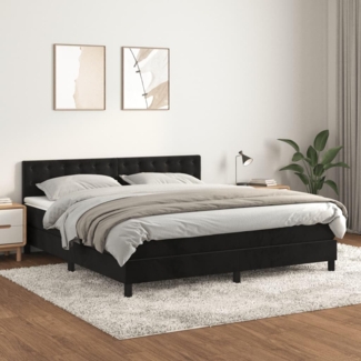 vidaXL Boxspringbett mit Matratze Schwarz 160x200 cm Samt 3141553