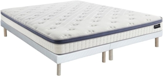Vente-unique - Bett-Set 180x200 cm - Polsterbettgestell + Hybrid-Matratze Taschenfederkern 7 Zonen + Memory + Latex - 25 cm - MALAO von PALACIO