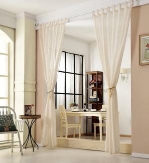 Woltu Gardine, (2 St), transparent, Gardinen transparent mit Schlaufen Leinen Optik