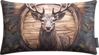 MAGMA Kissenhülle Foresta mit Waldtier-Motiv - ca. 30 x 50 cm Hirsch