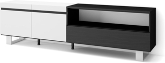 Skraut Home | TV-Schrank, Lowboard | für Wohnzimmer und Esszimmer | 200 x 57 x 35 cm | Für TV-Geräte bis zu 80" | Industriedesign | Moderner Stil | Weiß und Schwarz