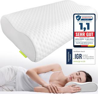 Gentle North Nackenstützkissen Orthopädisches Nackenstützkissen - Memory Foam - höhenverstellbar, Füllung: Viscoschaum, Seitenschläfer, Rückenschläfer, Comfort, 1-tlg, allergikerfreundlich - anti-Schnarch - ergonomisches Kissen - waschbar