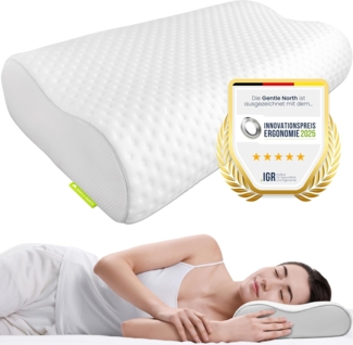 Gentle North Nackenstützkissen Orthopädisches Nackenstützkissen - Memory Foam - höhenverstellbar, Füllung: Viscoschaum, Seitenschläfer, Rückenschläfer, Comfort, 1-tlg, allergikerfreundlich - anti-Schnarch - ergonomisches Kissen - waschbar