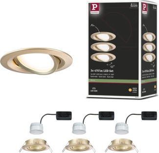 Paulmann 92404 Einbauleuchte LED Nova Coin 3er-Set schwenkbar 84mm gold