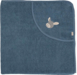 Sterntaler Baby Jungen Badetuch Baby GOTS Emmi - Badeponcho Baby, Kapuzenhandtuch, Badehandtuch Kinder mit Eselmotiv - Bio - graublau