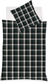 Fleuresse Lech Edelflanell Bettwäsche 200x220 Karo schwarz weiß grau 604308-01