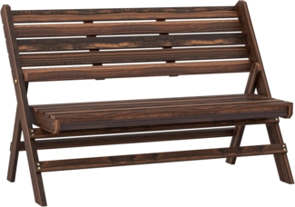 Outsunny Bank Holzbank mit Rückenlehne, Parkbank, bis 250 kg belastbar (2-Sitzer Sitzbank, 1-St, Gartenbank), für Garten, Balkon, Verkohlt, 122 x 63 x 83 cm